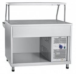 Прилавок холодильный Abat ПВВ(Н)-70КМ-НШ вся нерж плоский стол, нейтр шкаф
