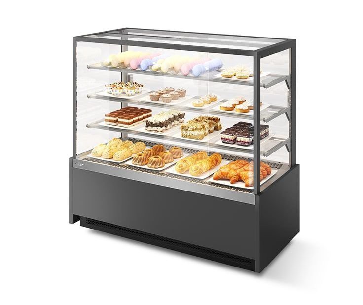 Витрина кондитерская vete kub 130 серый матовый/шлифованная нержавейка